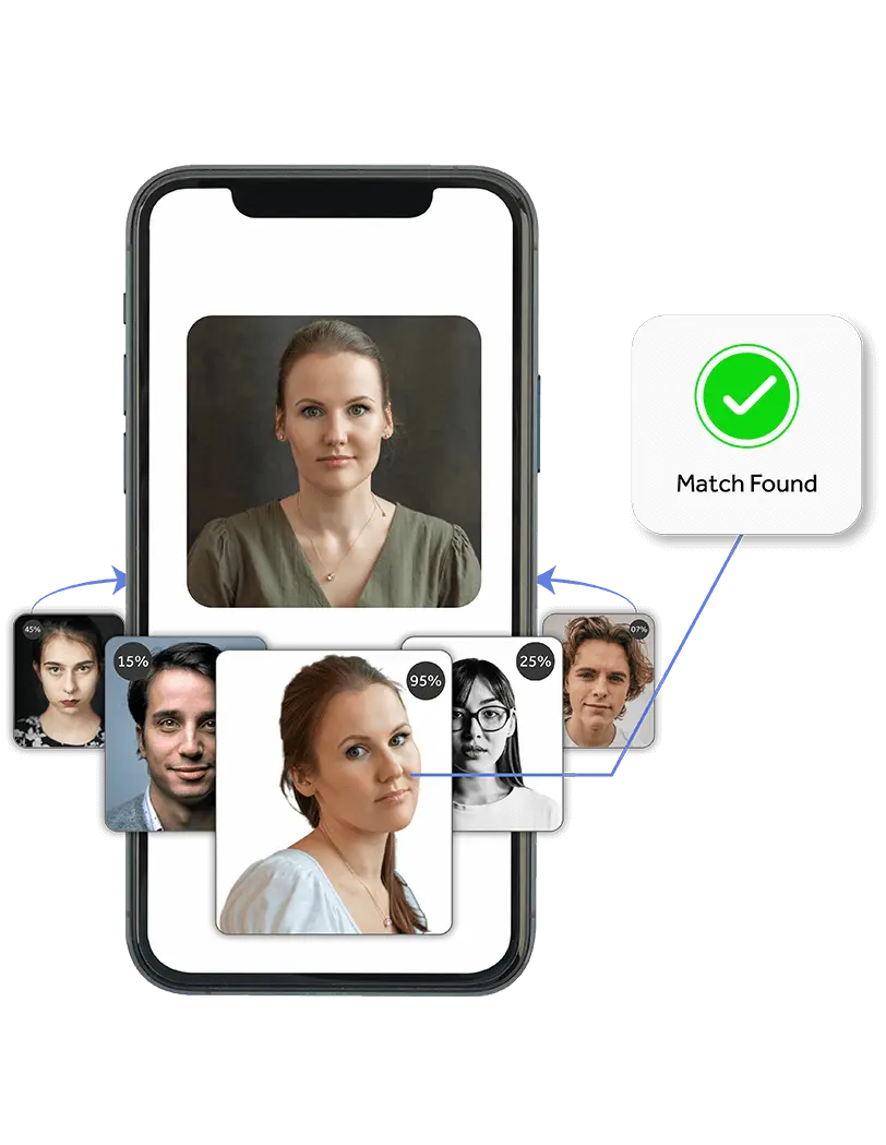 Facia's 1-to-n Face Matching enables accurate face searches across databases.