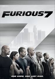 Movie poster of Fast & Furious 7 showing the main cast. Paul Walker died before the film could be released.