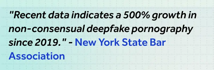 Growth in deepfake pornography since 2019 as per NYSBA